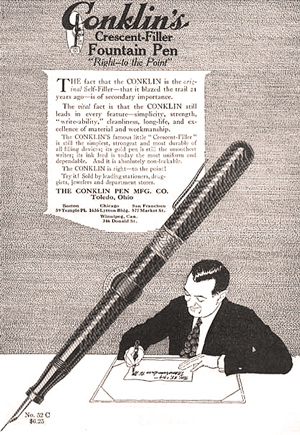 Vintage Conklin Crescent-Filling Advertisement