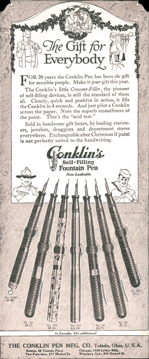 Vintage Conklin Crescent-Filling Advertisement