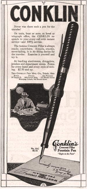 Vintage Conklin Crescent-Filling Advertisement