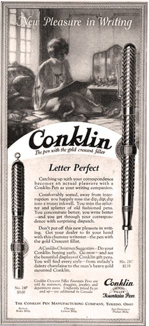 Vintage Conklin Crescent-Filling Advertisement