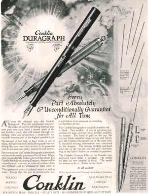 Vintage Conklin Duragraph Advertisement
