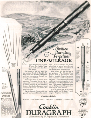 Vintage Conklin Duragraph Advertisement