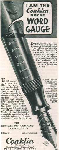 Vintage Conklin Nozac  Advertisement