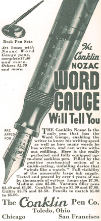 Vintage Conklin Nozac  Advertisement