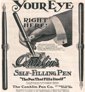 Vintage Conklin Self-Filling Advertisement