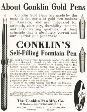 Vintage Conklin Self-Filling Advertisement