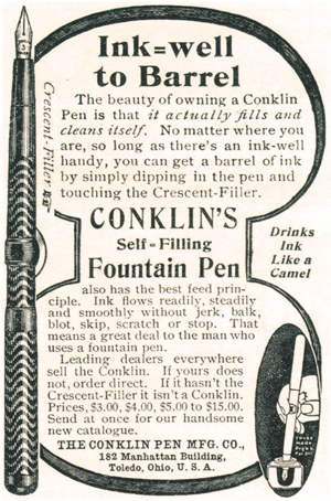 Vintage Conklin Self-Filling Advertisement