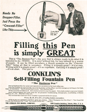 Vintage Conklin Self-Filling Advertisement