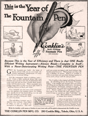 Vintage Conklin Self-Filling Advertisement