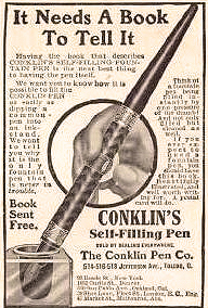 Vintage Conklin Self-Filling Advertisement