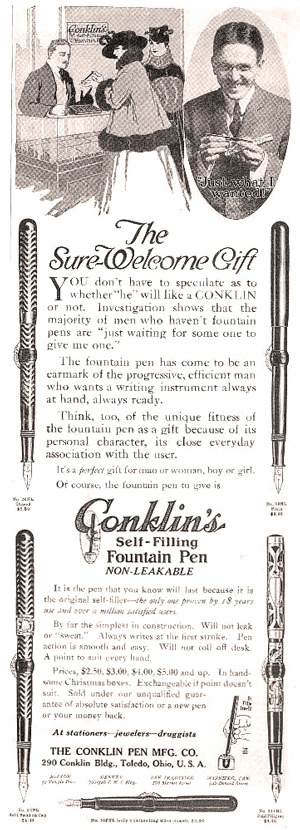 Vintage Conklin Self-Filling Advertisement