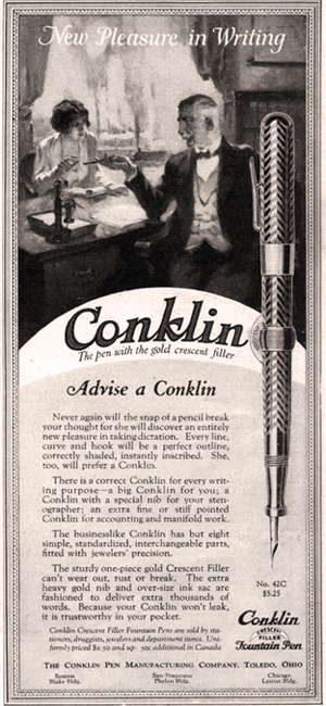 Vintage Conklin Crescent-Filling Advertisement