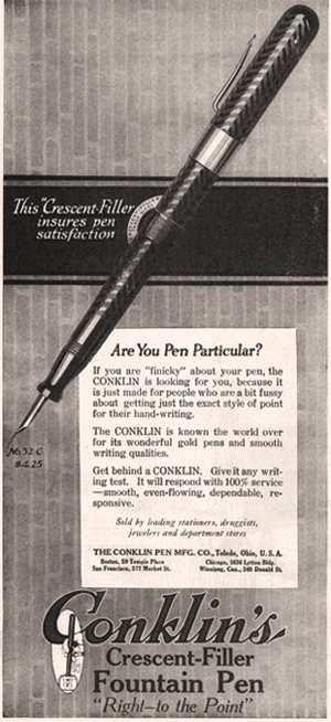 Vintage Conklin Self-Filling Advertisement