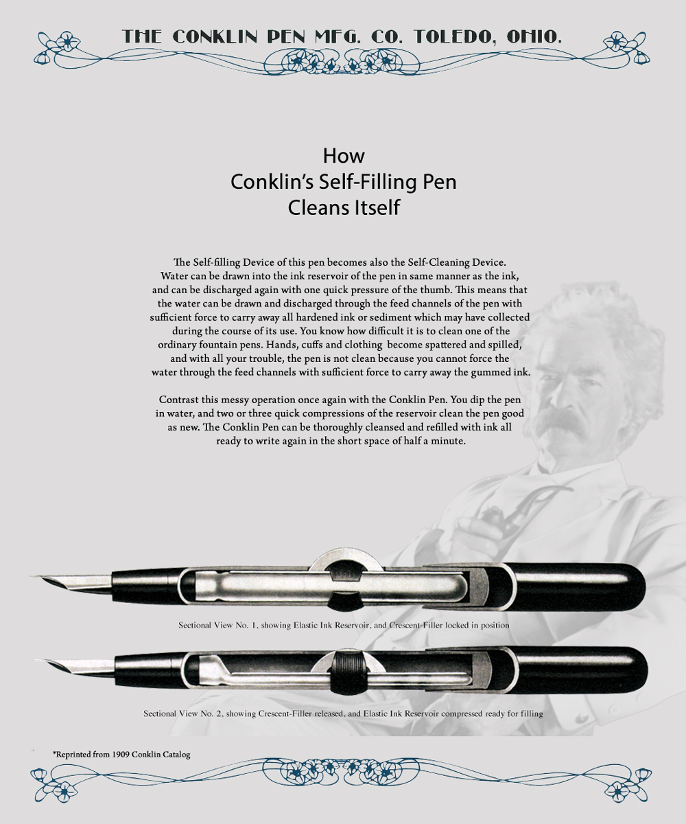 How Conklin's Self-Filling Pen Cleans Itself